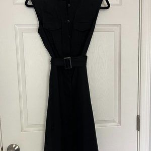 Ann Taylor Black Belted Button Down Shirt Dress Sz 2
